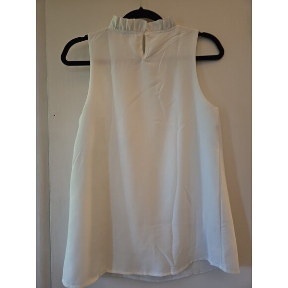 White Sleeveless H&M High Neck Blouse Size Small Lined Cotton Polyester Blouse - Picture 4 of 5